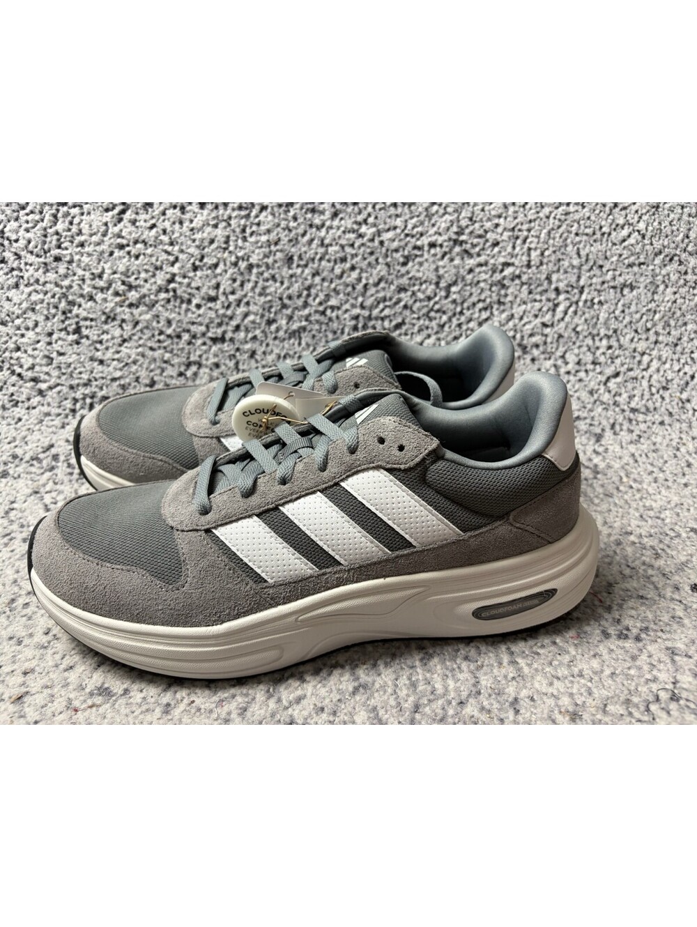 Adidas Cloudfoam Cuxxion 80s Wide Men's 11.5 Gray White Sneakers KJ4265 NWT